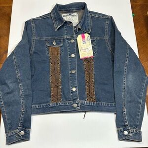 New Girls Comfort Denim Jean Jacket Large Long Sleeve